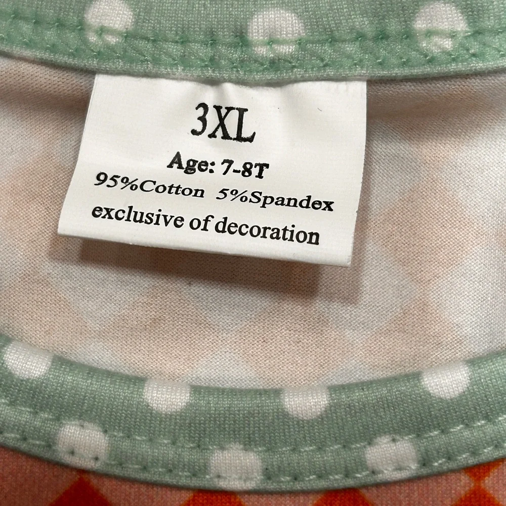 3XL(7-8 girls) Boutique Ruffle Pants Peach Print Dress & Polka Dot shorts